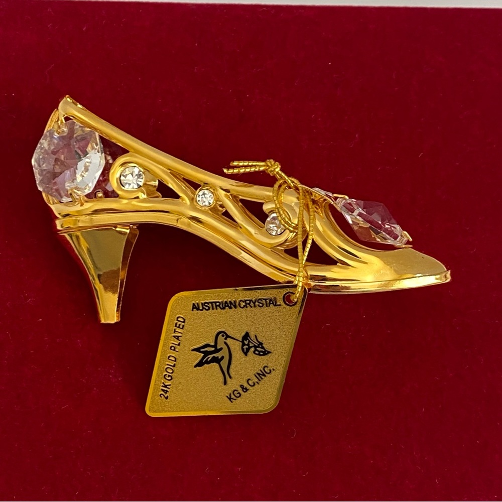 24k Gold Plated Austrian Crystal Shoe Ornament  KG&C Inc.